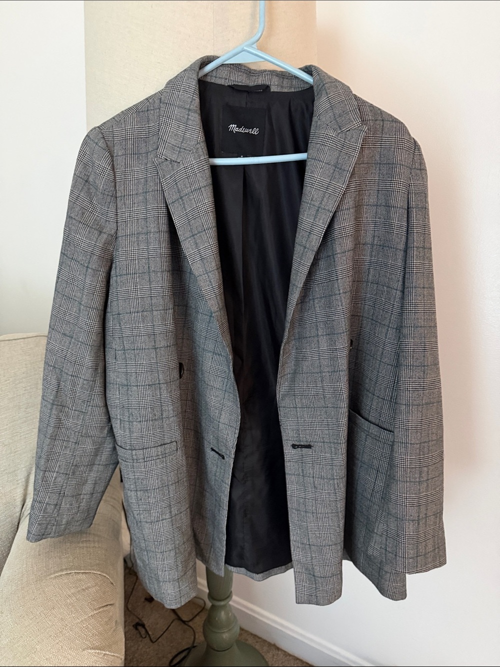 Madewell Gray Plaid Blazer
